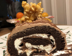 Elaborate decorated festive chocolate cake