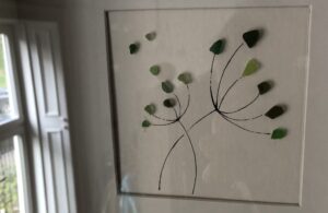 Sea glass picture of an alium head